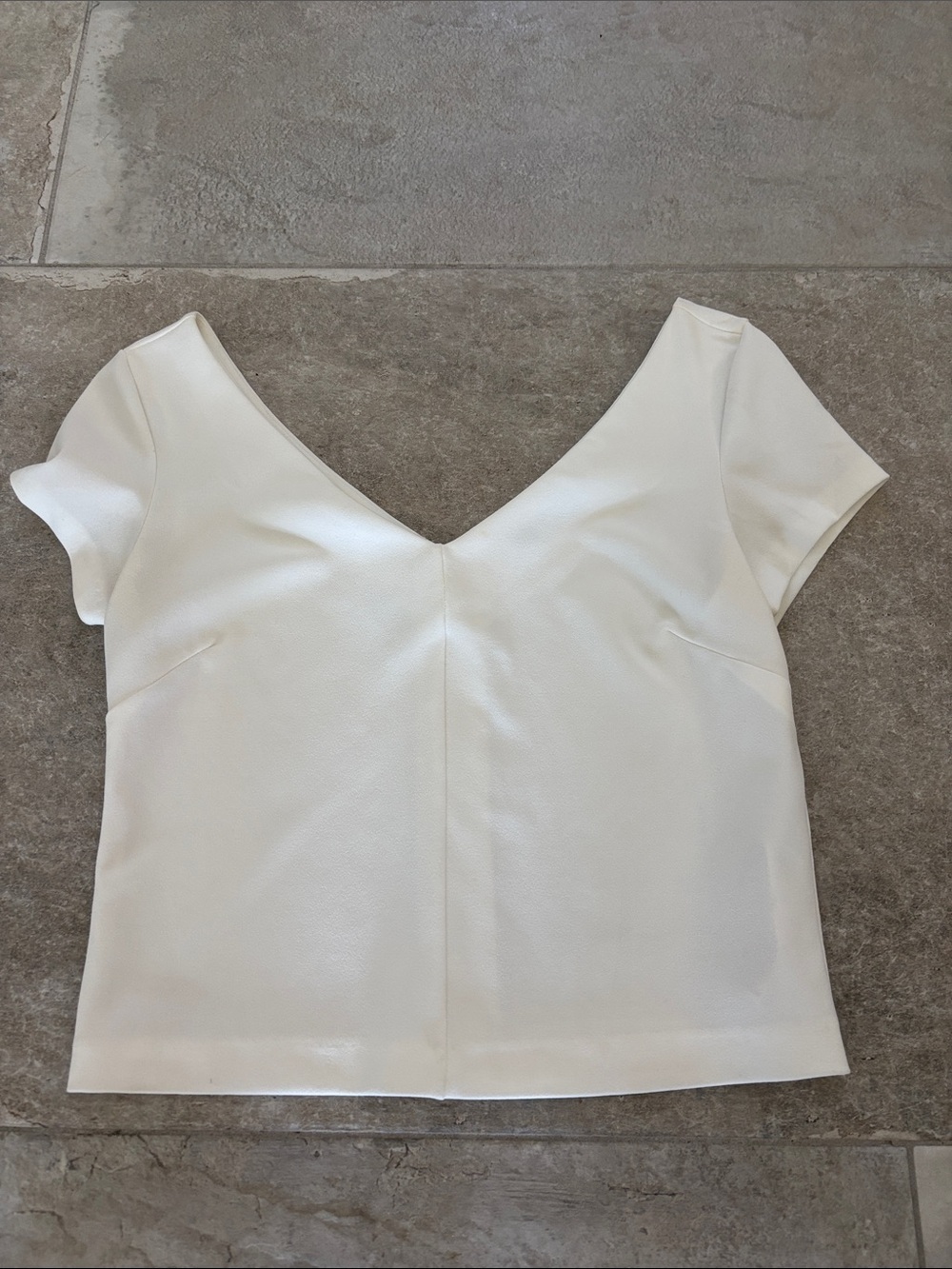 Zara Ivory V-Neck Short Sleeve Top